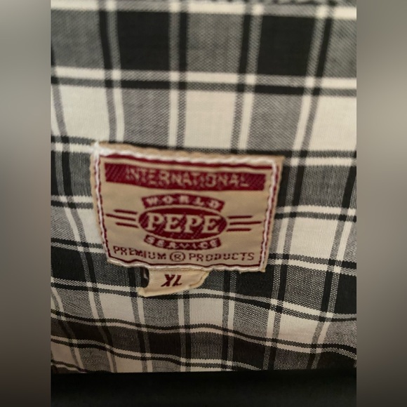PEPE Mens 100% cotton shirt Long Sleeve Button Down Size XL Gray Plaid - Picture 4 of 13